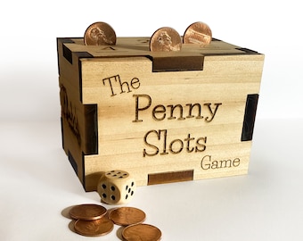 Dice Game Handmade Penny Slots Game Fun Get Rid Of Your Coins To Win Bar Game  Wooden Game Drop Your Penny Game Drinking Gift Penny box game