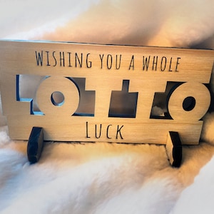 Porte-billets de loterie avec carte à gratter, porte-cartes à gratter en bois massif, cadeau de mariage loto, carte de loterie chance au loto, amour loto