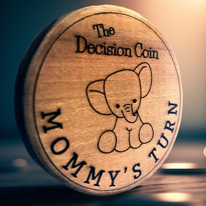 New parent Decision Coin Gift Box, Baby Shower Gift, Personalized Decision Maker, Engraved Wooden Coin, Argument Solver, Anniversary Gift