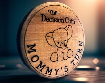 New parent Decision Coin Gift Box, Baby Shower Gift, Personalized Decision Maker, Engraved Wooden Coin, Argument Solver, Anniversary Gift