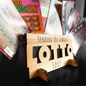 Porte-billets de loterie, cadeau d'anniversaire de porte-billets de loterie à gratter en bois massif, loterie de joyeux anniversaire, amour du loto