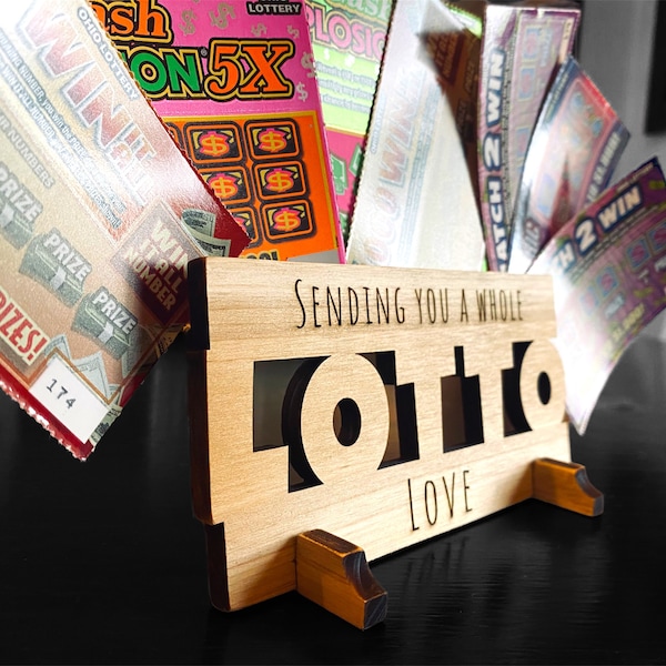 Lottery ticket holder, solid wood scratch off lottery ticket holder birthday gift, Happy Birthday Lottery, whole lotto love