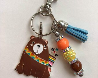 Tribal Bear Keychain