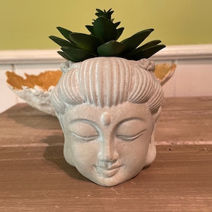 Concrete Buddha/Woman/Geisha Head Planter Art Home Decor Garden Accessories