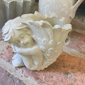 Concrete Pot Angel Art Home Decor Garden
