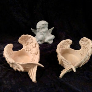 Angel Wings Candle Holder &quot;2 Set&quot; Made of Concrete/Clay