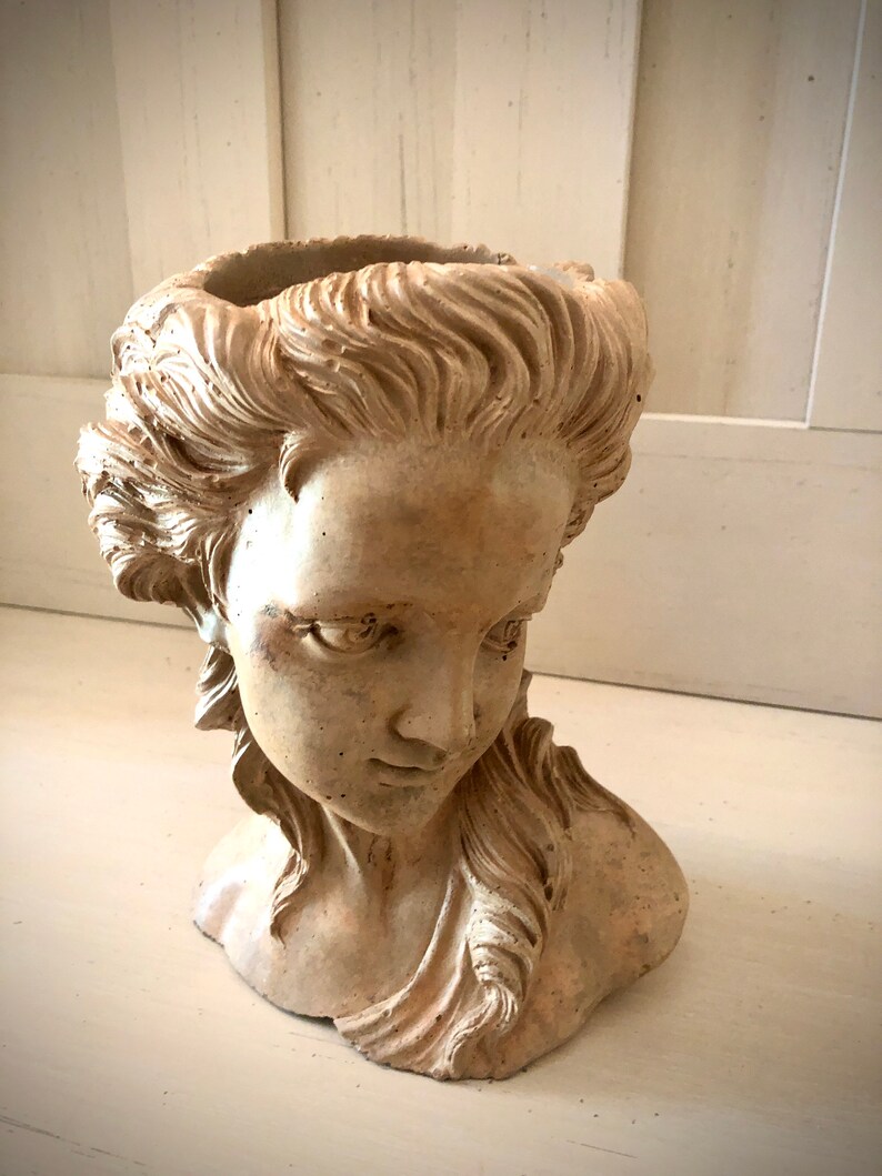 Concrete Planter Woman Head Art Home Decor Garden Accessories Etsy