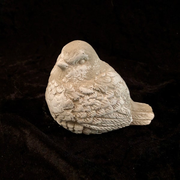 Bird Sculpture Concrete White Chalked Art Home Decor Garden