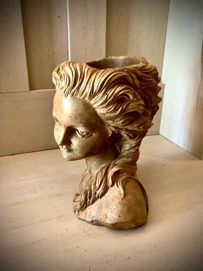 Concrete Planter Woman Head Art Home Decor Garden Accessories Etsy