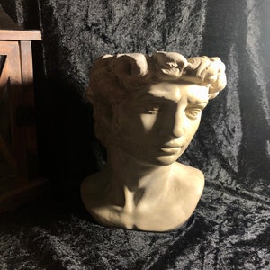 Big Concrete Planter Antic God David Head Art Home Decor Garden