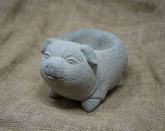 Concrete Planter Pig Art Home Decor Garden