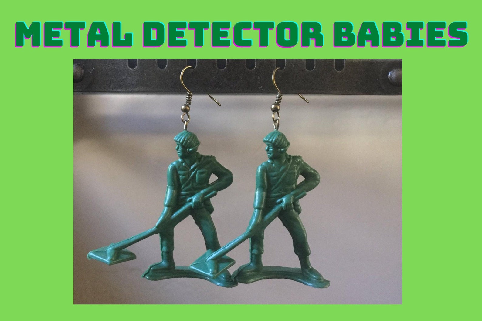 Green Army Men Dangle Earrings Metal Detector Babies Etsy