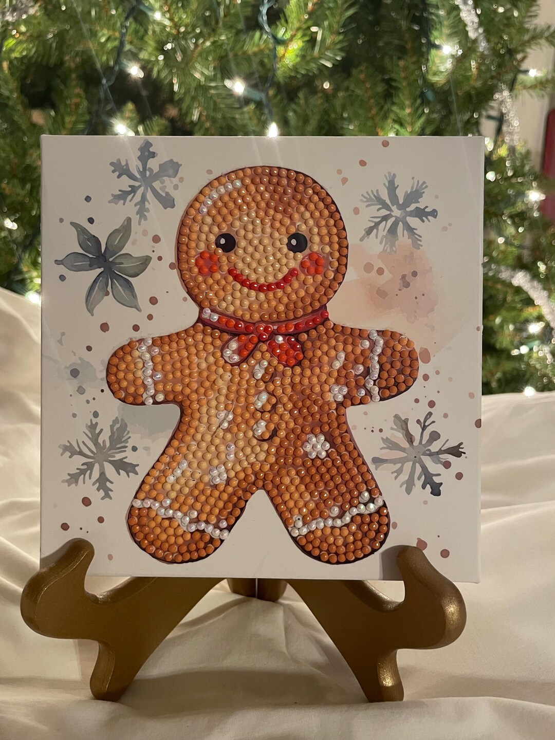 Finished Gingerbread and Merry Christmas Diamond Art Canvas - Etsy