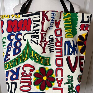 Vintage Cotton Novelty Travel Fabric Shopping Tote Bag