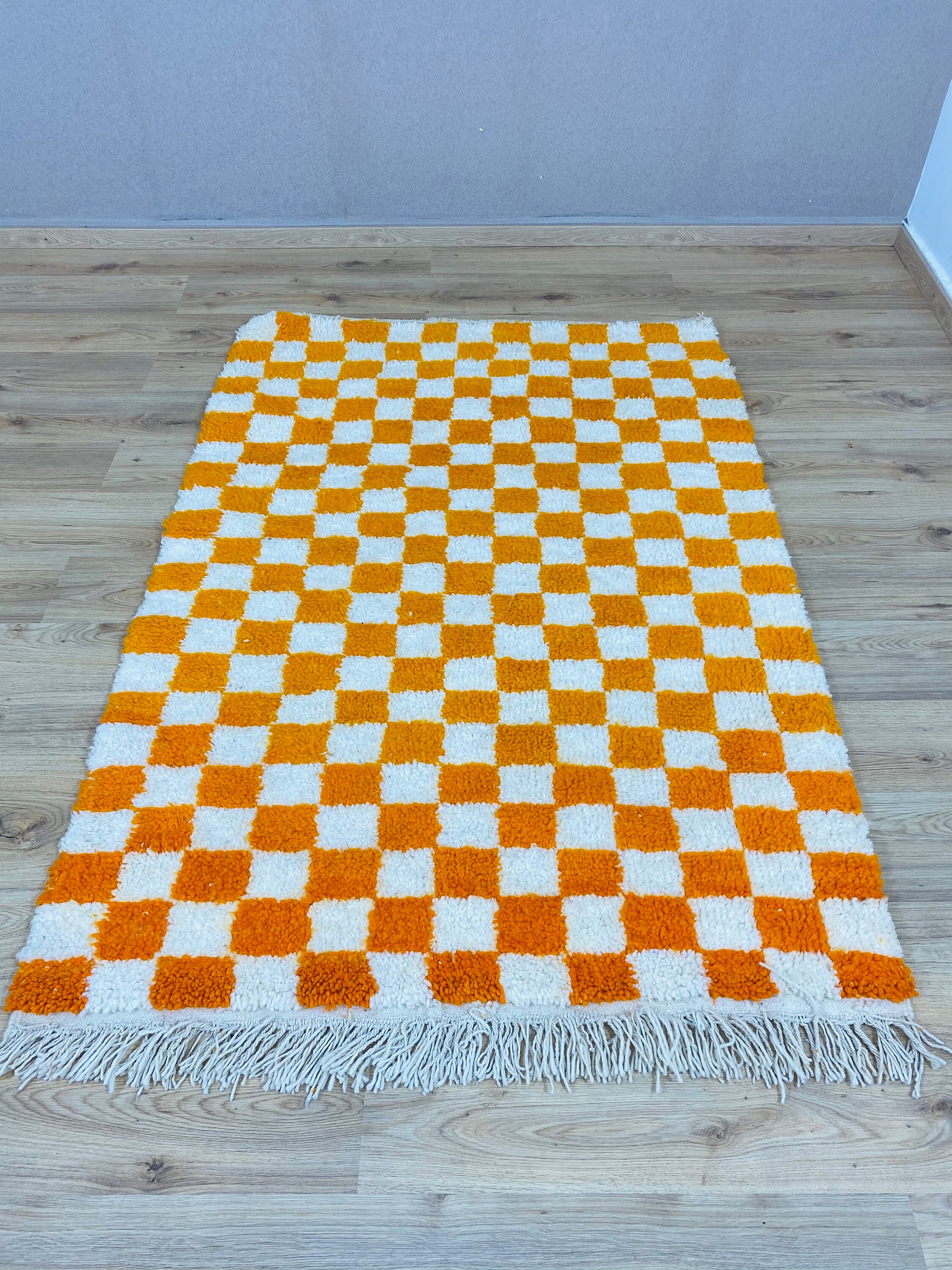 Orange Checkered runner rug Berber Checker runners Moroccan Etsy