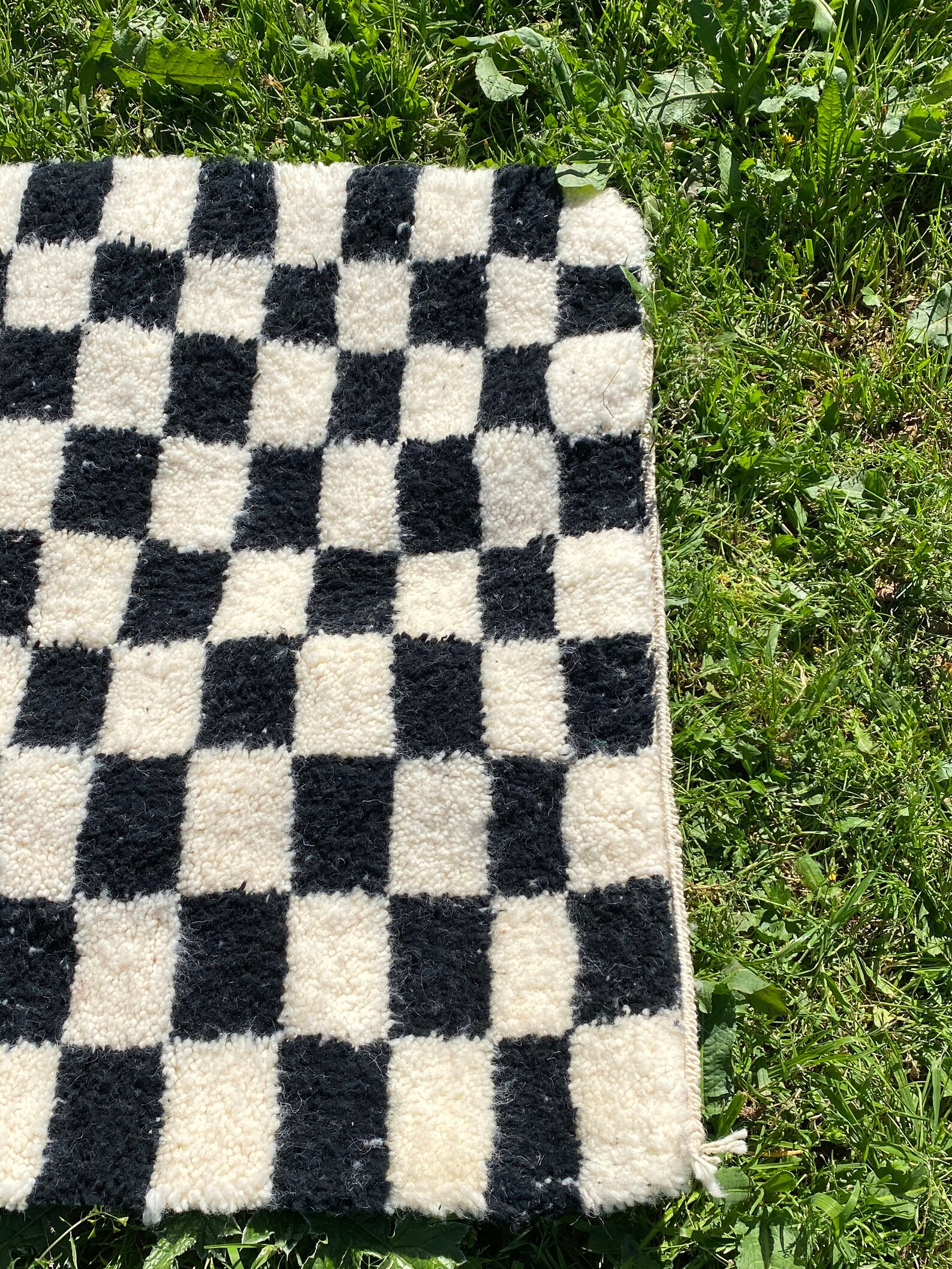 Large Moroccan black Checkered area rug Berber Checker rug Etsy