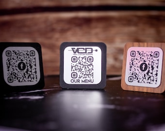 2.5"x2.5" Custom QR Code Puck Menu -  QR Code Card - Durable - Reusable - Restaurant - Marketing - No Touch Solution - Made In U.S.A.