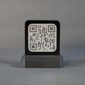 2.5″ Standing QR Code Sign – Custom Laser-Engraved Acrylic or Wood Display | Contactless Menu, Wi-Fi, Social Link, Digital Card