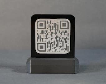 2.5″ Standing QR Code Sign – Custom Laser-Engraved Acrylic or Wood Display | Contactless Menu, Wi-Fi, Social Link, Digital Card