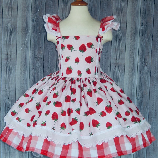 Strawberry  Dress, Strawberry birthday Party Dress, Strawberry outfit, Strawberry shortcake dress, Strawberry Girl Dress,