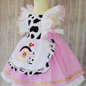 Cow Farm Dress, Cow Pink Dress, Cow Party Dress, Cow Party Dress, Farm Birthday Dress image 5