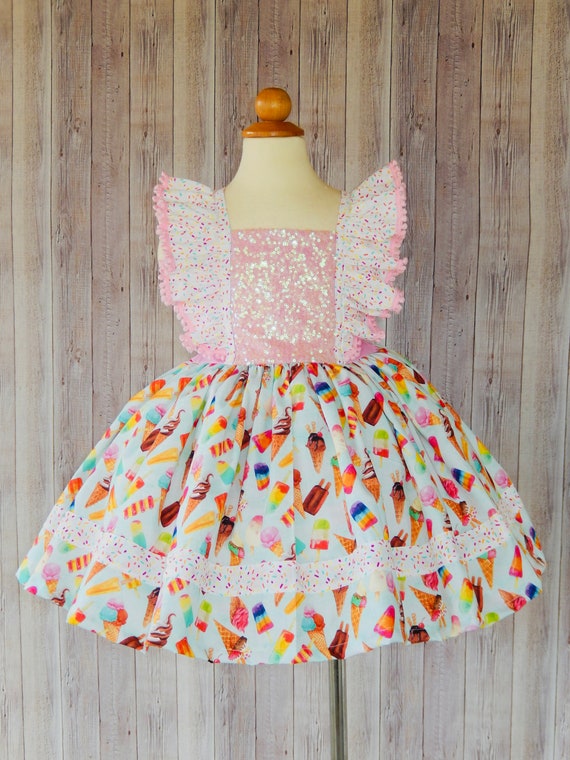 Boccsty Black Ice Cream Chocolate Girls Dress Kids Toddler...