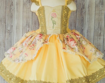 Princess Belle dress,Belle dress, Princess dress, Belle outfit, Belle girl dress, The Belle and the Beast