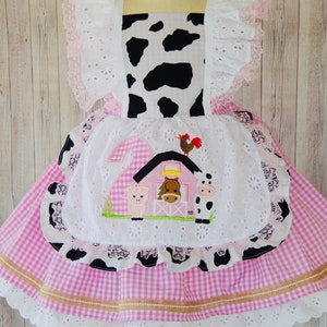 Cow Farm Dress, Cow Pink Dress, Cow Party Dress, Cow Party Dress, Farm Birthday Dress image 7