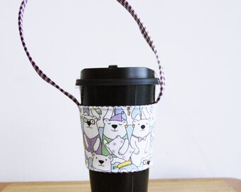 customer order : Fabric coffee cup holder with floral fabrics customer order : Fabric coffee cup holder with floral fabrics