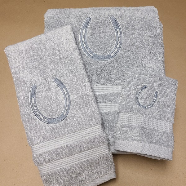 Touch of Silver Horseshoe  custom embroidered towel set