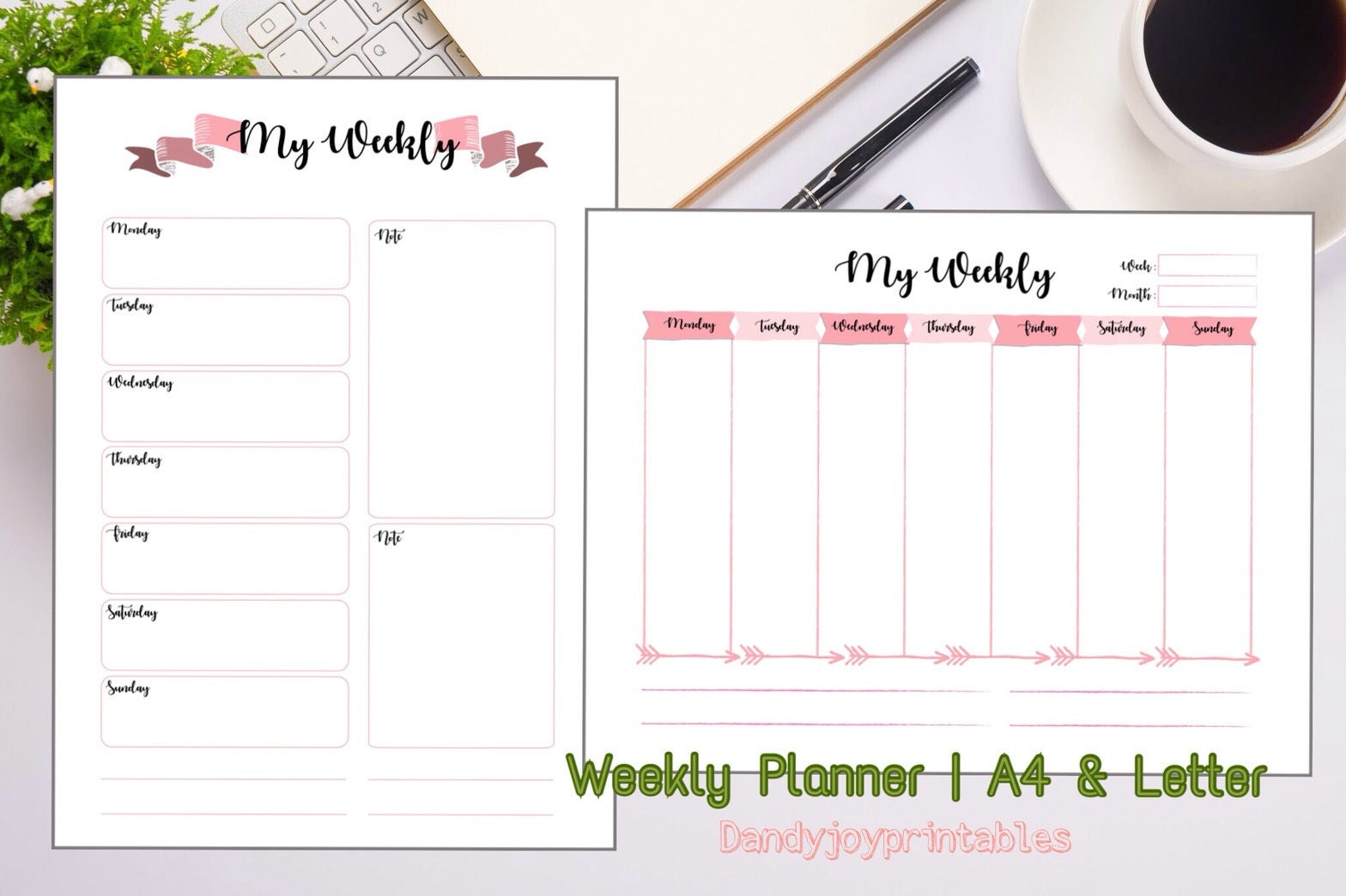 Weekly Planner Printable-01 weekly Desk Planneragenda | Etsy