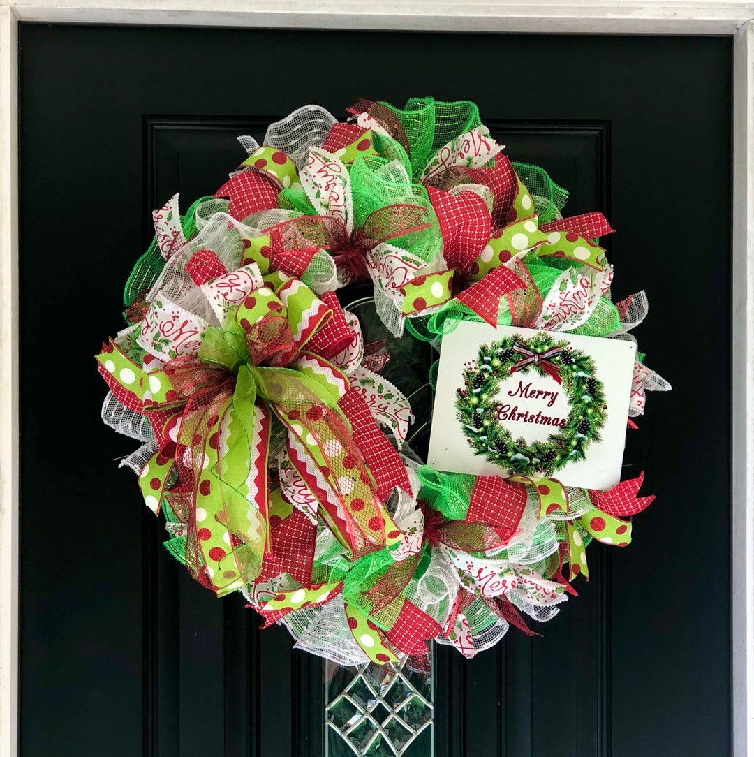 Merry Christmas Deco Mesh Wreath for Your Front Door - Etsy