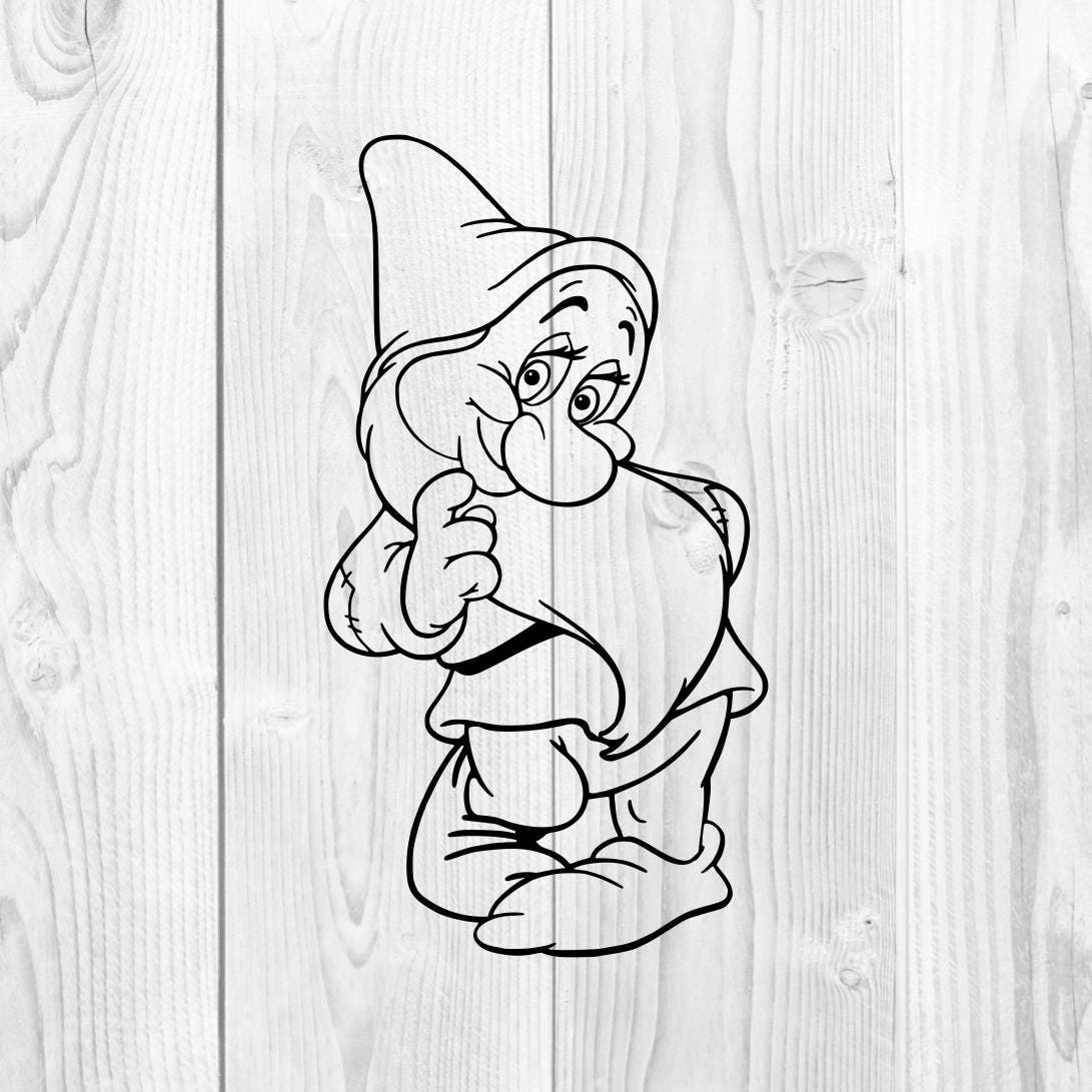 Download Bashful dwarf Snow White v2 SVG Cricut Silhouette dxf eps ...