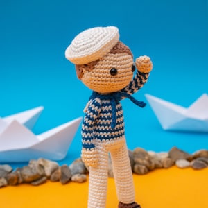 Boy Doll Pattern, Sailor Doll, Cute Crochet Pattern image 1