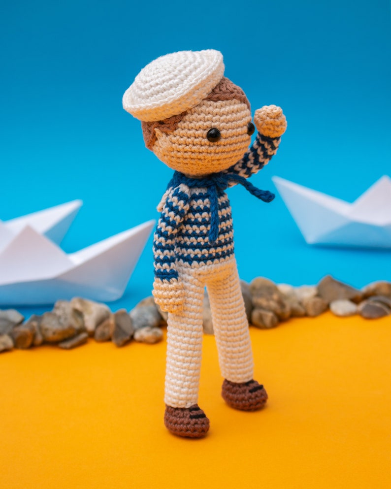 Boy Doll Pattern, Sailor Doll, Cute Crochet Pattern image 1