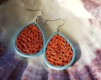 Tear Drop Burst Quilled Earrings