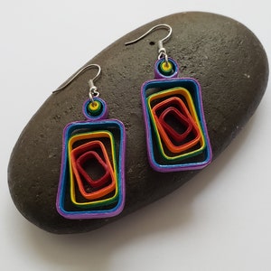 Rectangle Mesmerize Bright Quilled Earrings