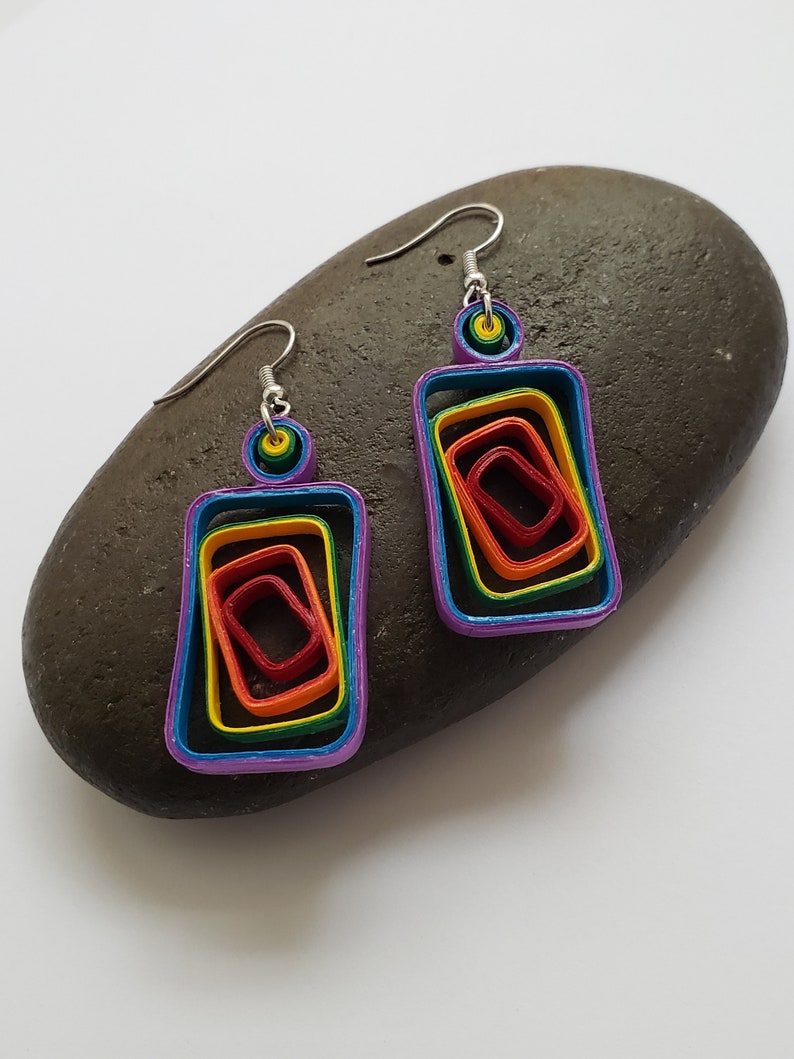 Rectangle Mesmerize Bright Quilled Earrings image 1