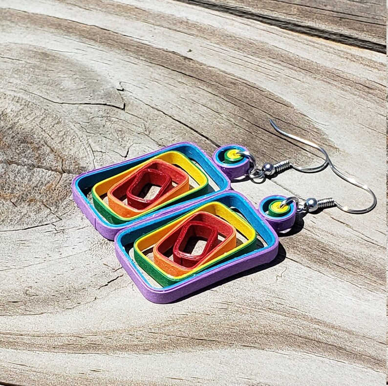 Rectangle Mesmerize Bright Quilled Earrings image 3