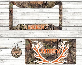 Personalized Camo Deer License Plate, Hunting Car Tag