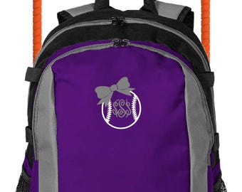Embroidered Monogram PURPLE Bat Bag, Softball Bag, Softball Gift, Baseball Gift, Bat Bag, Softball Bat bag, Baseball, Softball, Bow