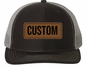 Custom Vegan Leather Patch Hat, Richardson 112, Mesh Back