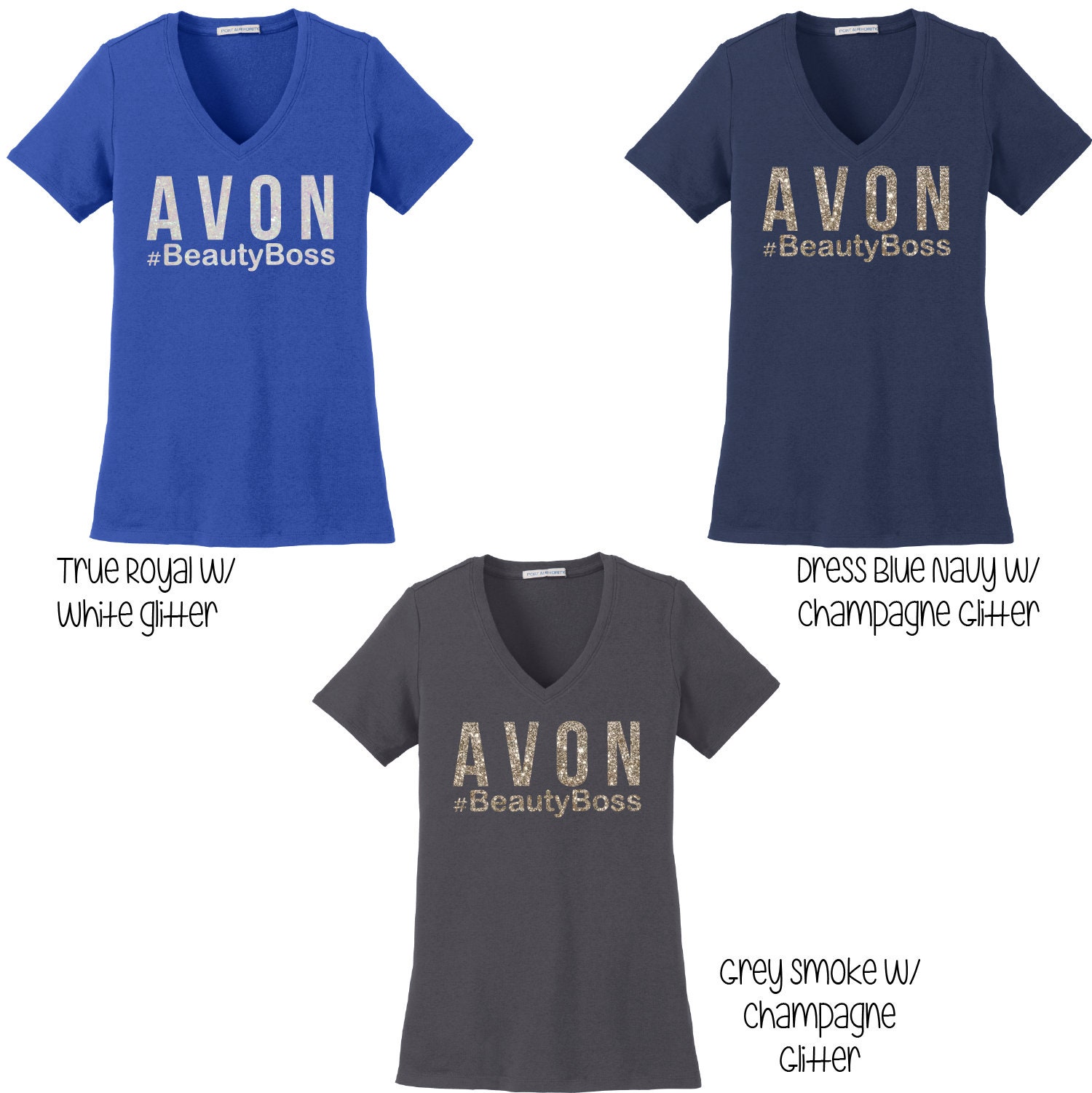 Glitter Avon Ladies V-Neck Tee Avon V-Neck Avon Shirt Avon | Etsy