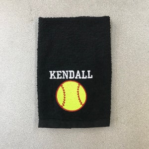 Personalized Sports Baseball White Flour Sack Hand Towel Boys Girls Bathroom Hand Towel Birthday Party Favor Sports Gift