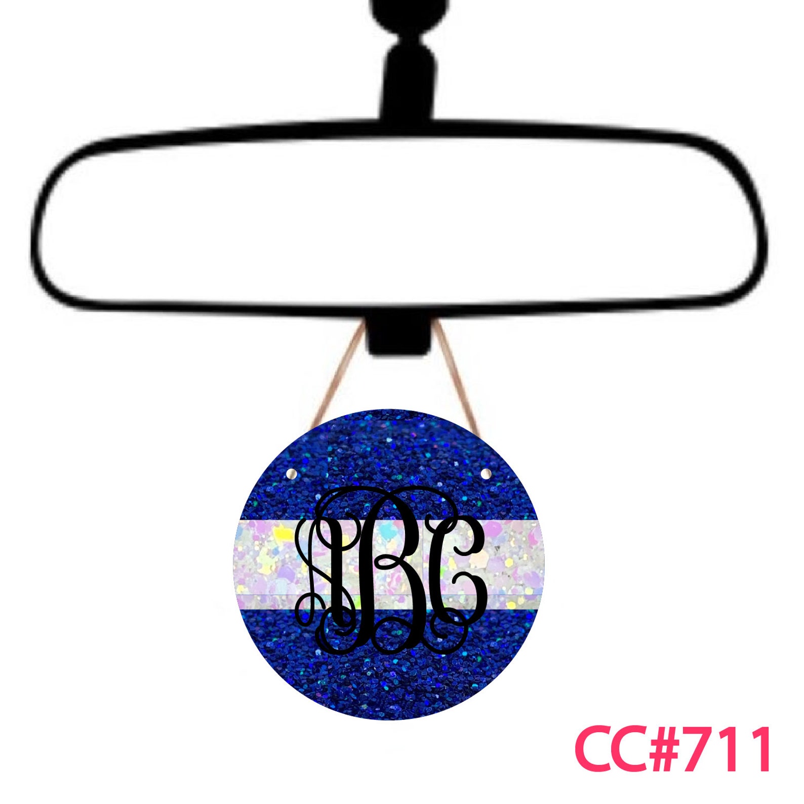 Rear View Mirror Charm Monogram Car Charm Glitter EMS Car Etsy