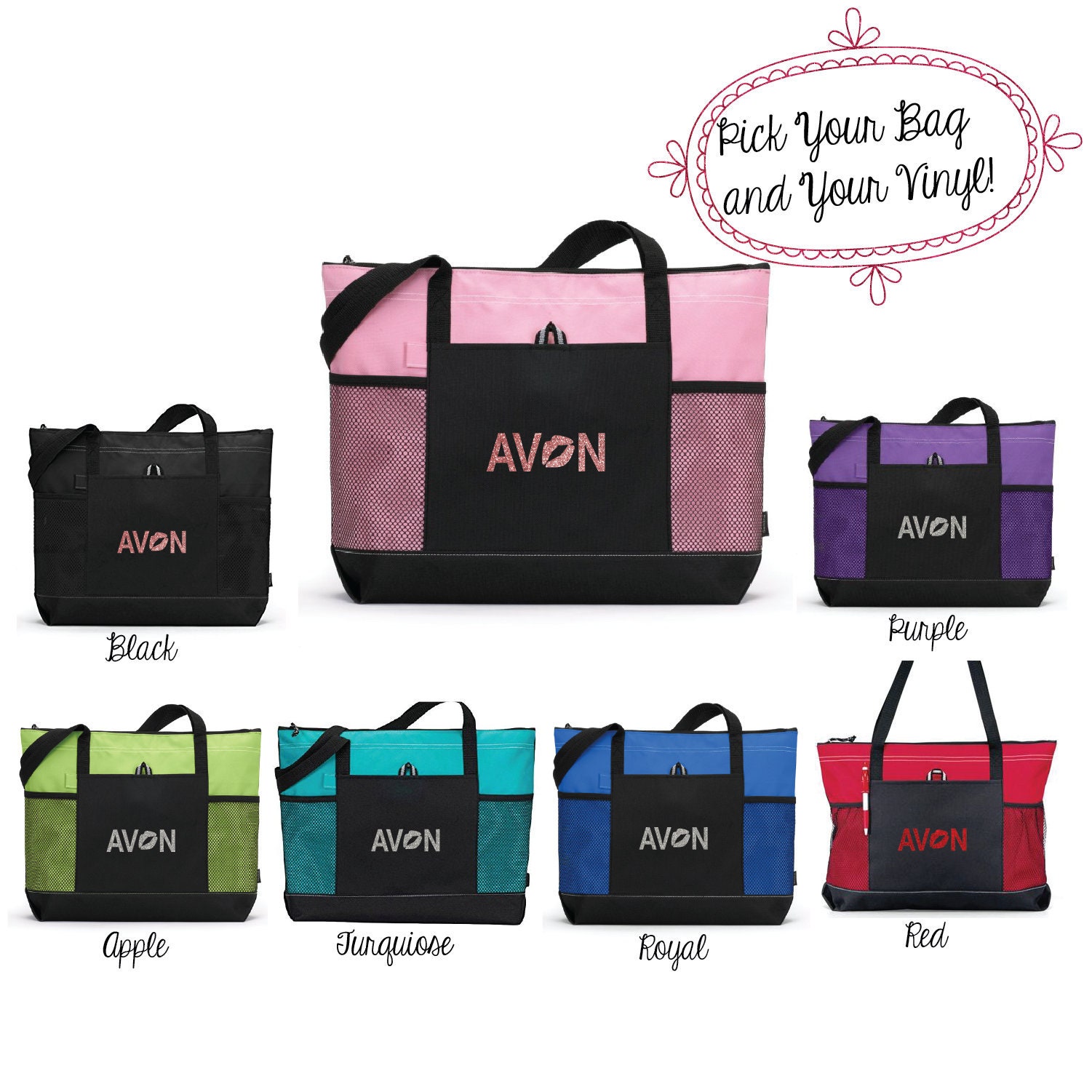 Glitter Avon Totebag, Avon Bag, Avon Lady Totebag, Tote Bag, Tote