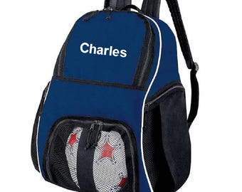 Personalized Name Soccer Backpack, Embroidered Sports Bag