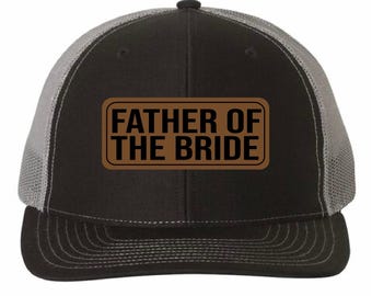 Father of The Bride Vegan Leather Patch Cap, Wedding Party Gift