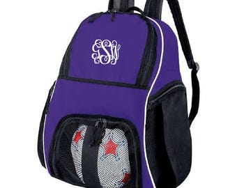 Monogrammed Soccer Backpack, Embroidered Personalized Sports Bag