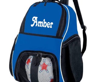 Embroidered Soccer Backpack, Personalized Sports Bag, Soccer Ball Compartment